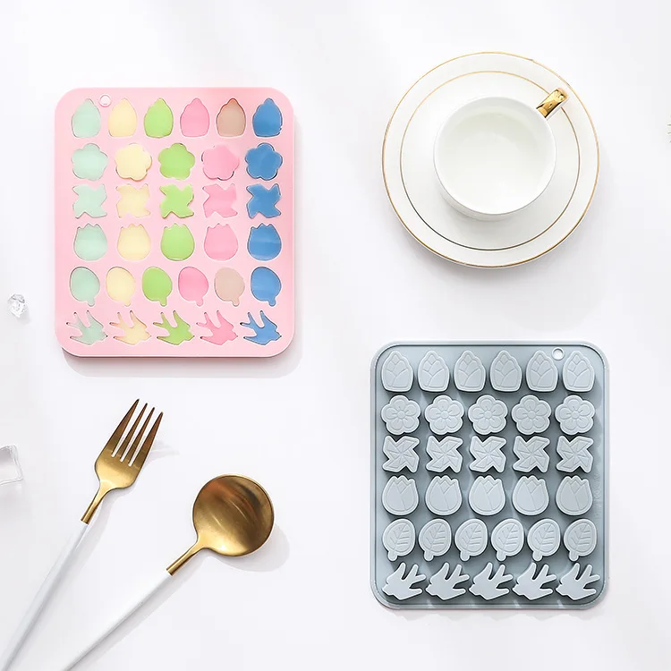 32 Cavity Spring Theme Silicone Mold Bamboo Shoots, Flowers, Leaves, Swallows Fondant Candy Chocolate Mould Cake Decoration
