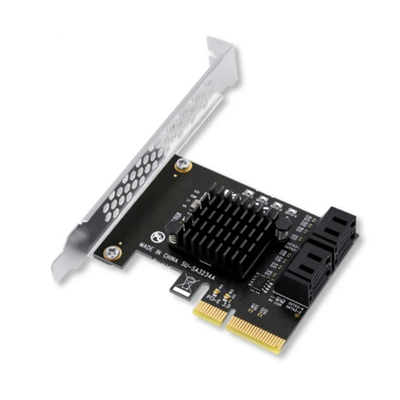 PCIE X4 To SATA Card PCI-E Adapter PCI-E 3.0 To SATA3.0 Expansion Card 4Port SATA III Add On Card For SSD HDD Mining