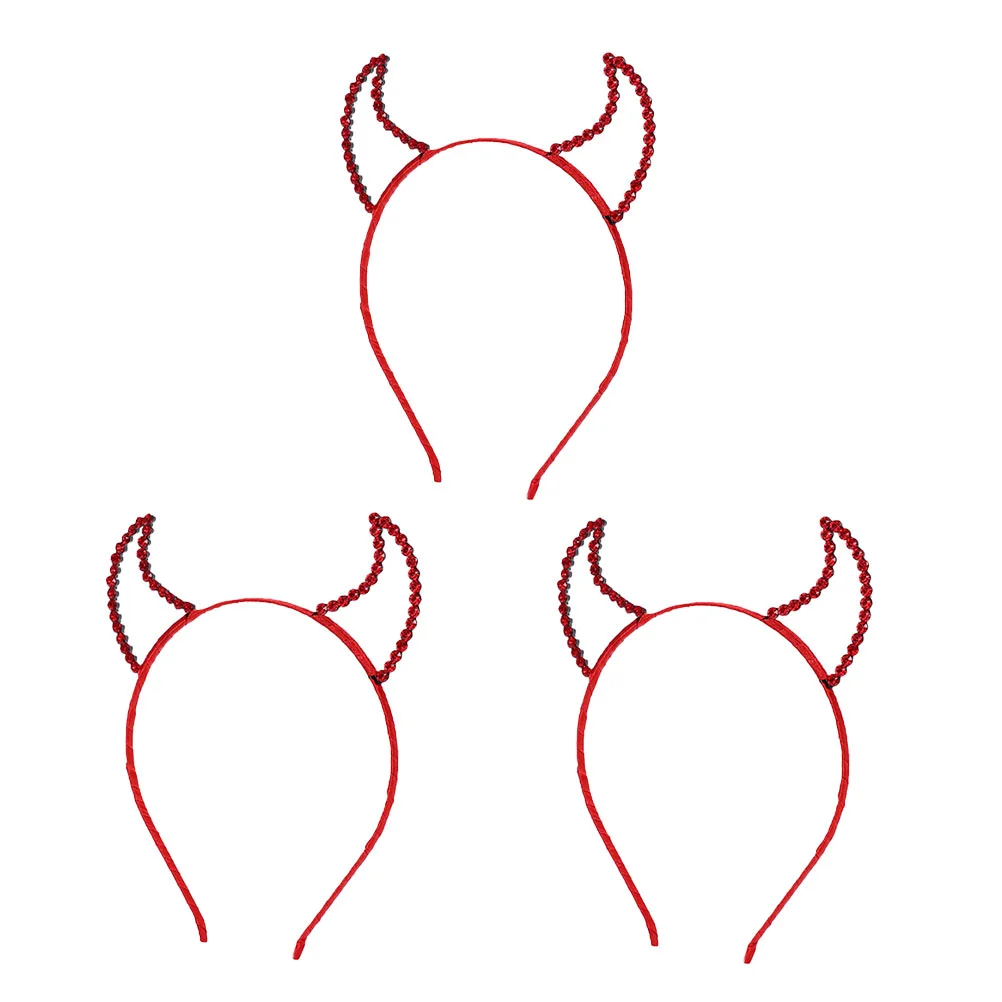 

3 Pcs Demon Horn Headband Hat Cosplay Men Apparel Halloween Hair Hoop Headwear Headdress Prop Headgear Miss