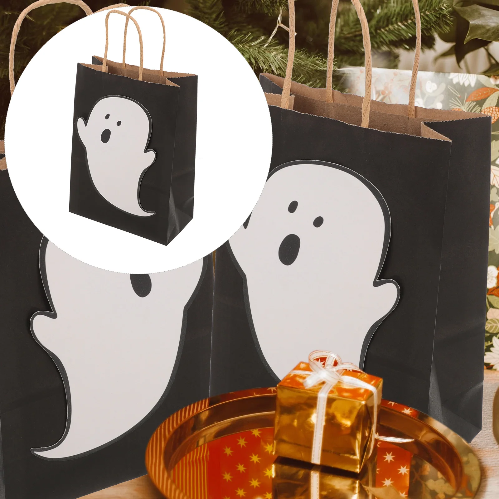 

10 Pcs Halloween Tote Bag Decorative Biscuit Bags Black Gift Cookie Pouches Candy Party Treat