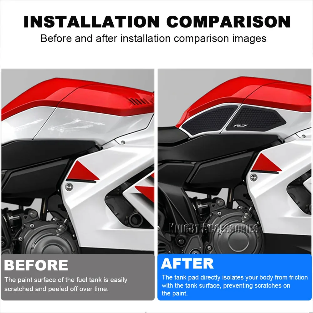 For YZF R7 YZFR7 2026 Motorcycle Accessories Sticker Tank Non Slip Tank Fuel Tank Pads Traction Side Pad Protective Decal