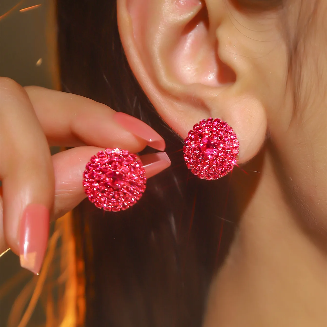 New Shiny Crystal Big Round Stud Earrings For women Full Rhinestone Earring Party Wedding Fashion Jewelry Gifts E672
