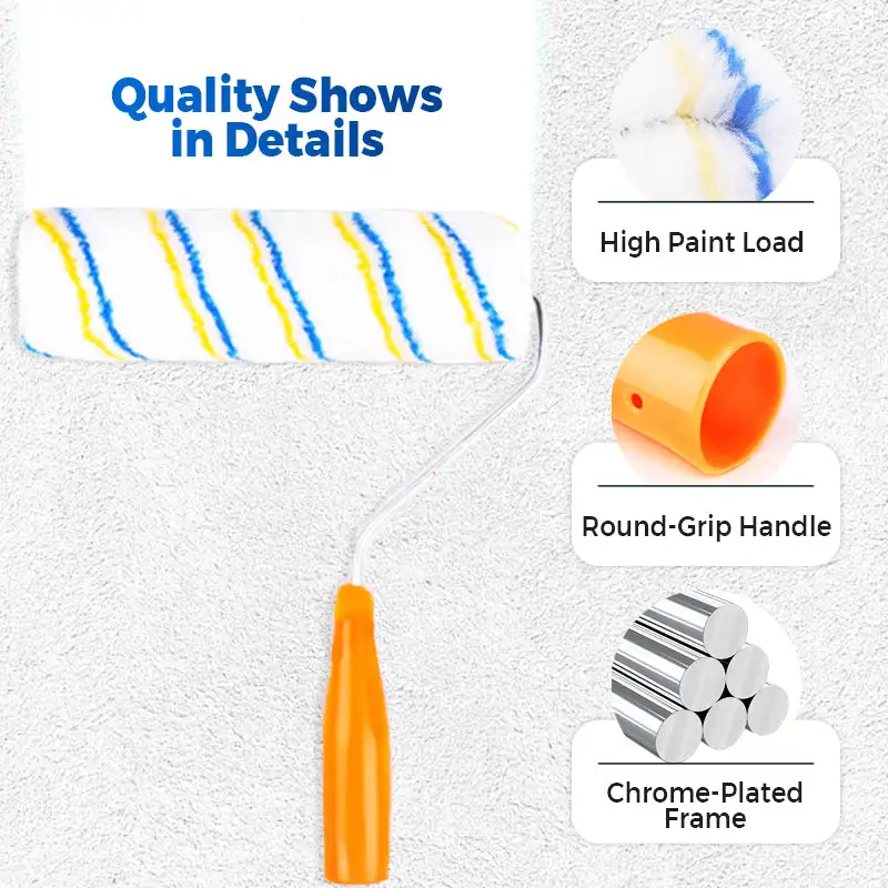 فرشاة دوارة للطلاء بمقبض قابل للفصل، فرشاة طلاء من اللاتكس، أداة طلاء جدران، فرشاة طلاء إسفنجية قابلة لإعادة الاستخدام