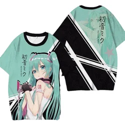 NEW Japanese Hatsune Miku creative t-shirt men and women summer miku anime cartoon round neck short-sleeved half-sleeved loose