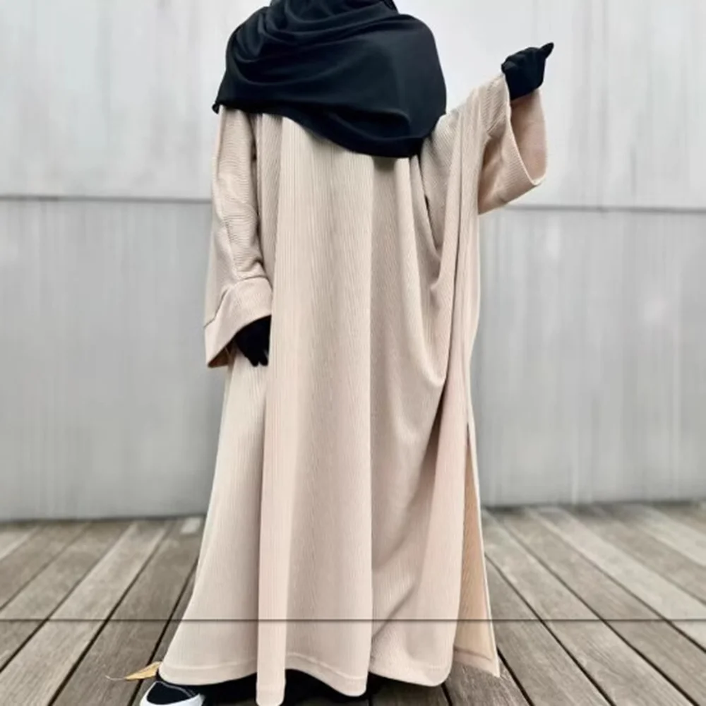 Winter Corduroy Warm Abaya Loose Muslim Dress Women Turkish Casual Abayas Dubai Luxury Kaftan Eid Autumn Islamic Clothes