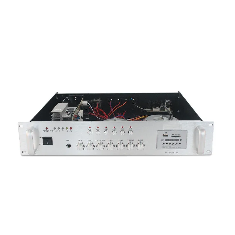 BT/USB/SD  Channel Desktop Amplifier 150W 2U Silver 6-Zone Voltage Amplifier