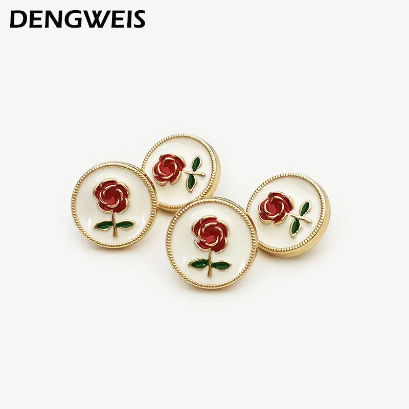 Mode Mini 12,5mm Rote Rose Blume Taste Für Frauen Shirts Manschette Kragen Diy Kleidungsstücke Nähen Zubehör Tasten Dekorative 10 stücke – Detail 3