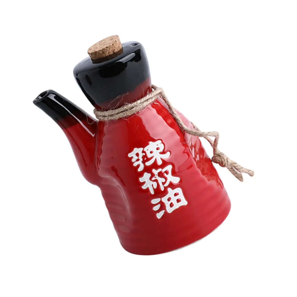 

Chili Bottle Ceramic Condiment Oil Pot Soy Dispenser Home Kitchen Tool Spice Sauce Vinegar Container Japanese Style Seasoning