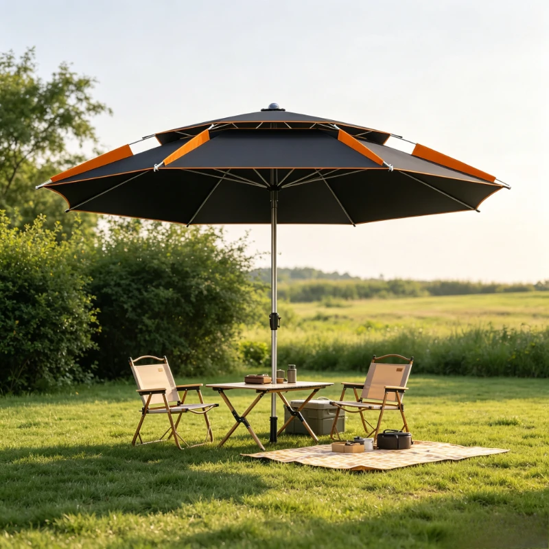 Foldable Thickened Fishing Umbrella with 3-Section Swivel Joint, Large Sun & Rain Shelter, Storm-Proof Windproof Sturdy Durable