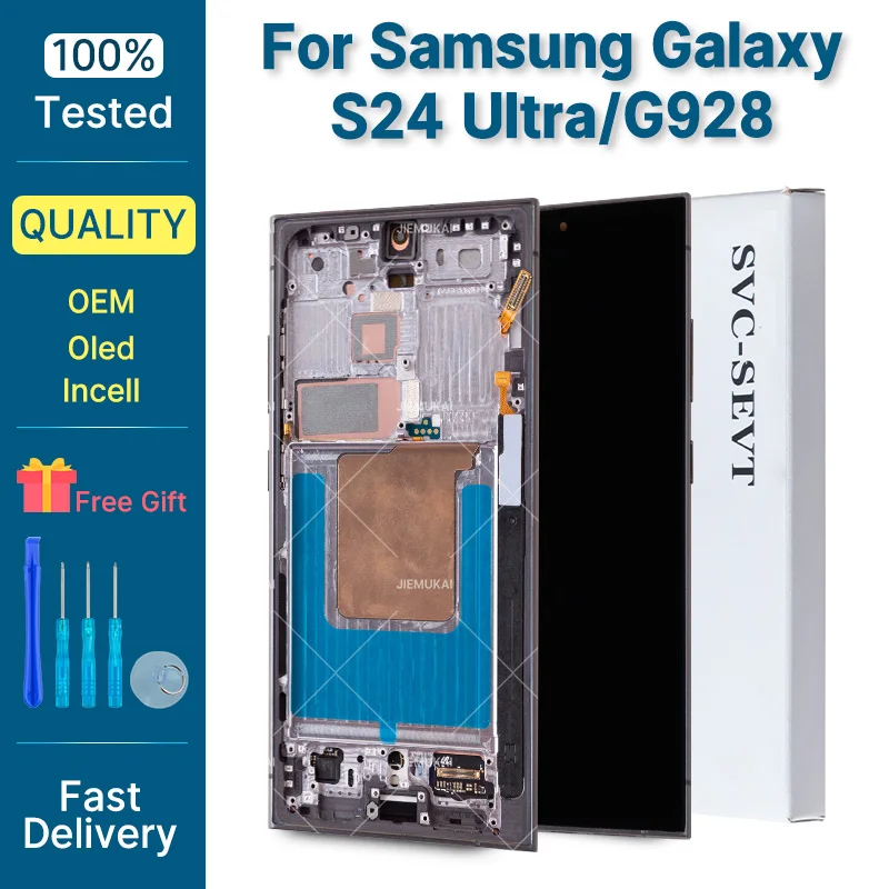 AMOLED Tested For Samsung Galaxy S24 Ultra Display Touch Screen Digitizer Assembly Replacement Parts For S24 Ultra LCD Display