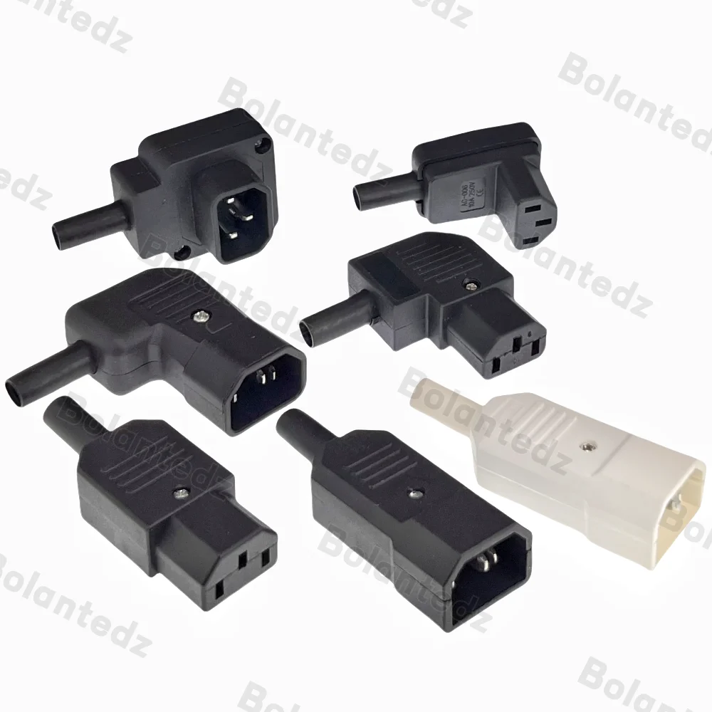 Black Elbow C15 C13 C14 Power Cord Wiring Power Plug Assemble IEC Connector Outlet PDU UPS Electrical AC Socket Plug 10A 250V