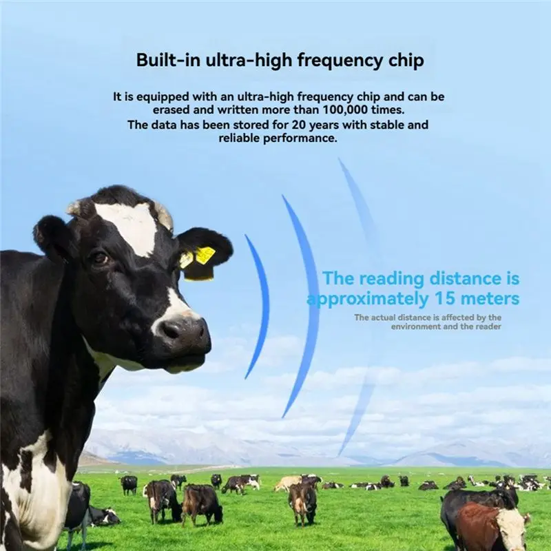 ABZZ-100Pcs Animal Tracking RFID Ear Tag UHF Electronic Tag 860-960Mhz For Pig Sheep Goat Cattle C