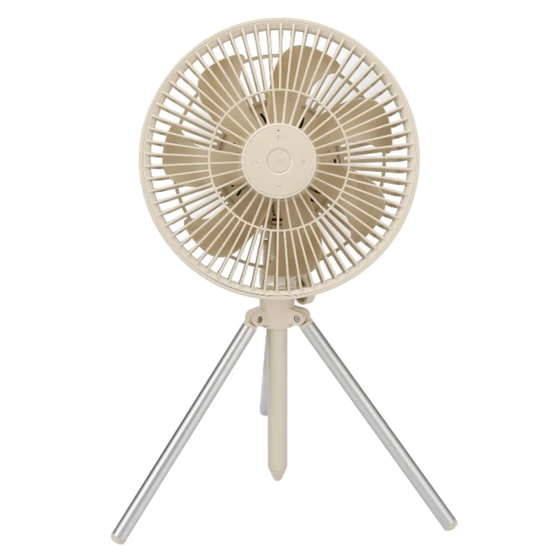 

Портативный вентилятор для кемпинга, USB перезаряжаемый аккумулятор, ночной настольный вентилятор со штативом для использования в помещении и на открытом воздухе, бежевый