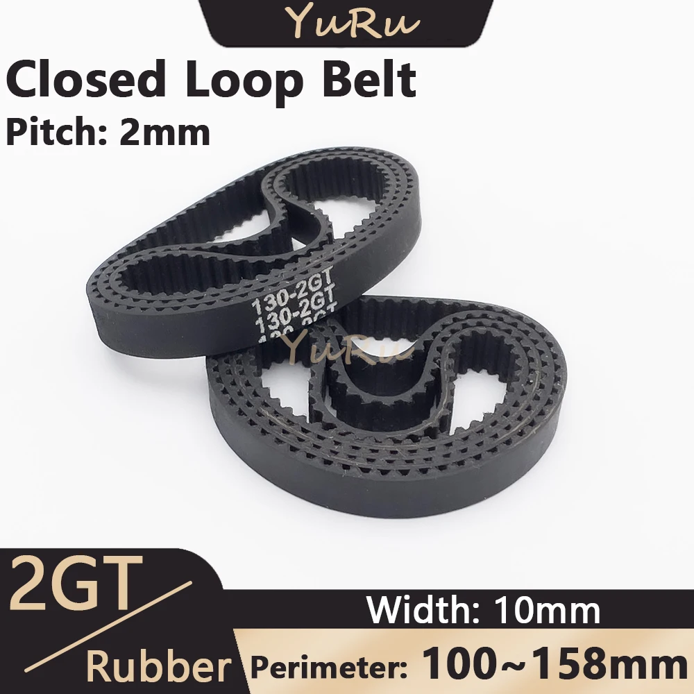 2GT 2MGT Rubber Belt 10mm Closed Loop Width Perimeter 100 110 120 122 130 140 142 144 150 154 158mm GT2 Timing Synchronous Belt