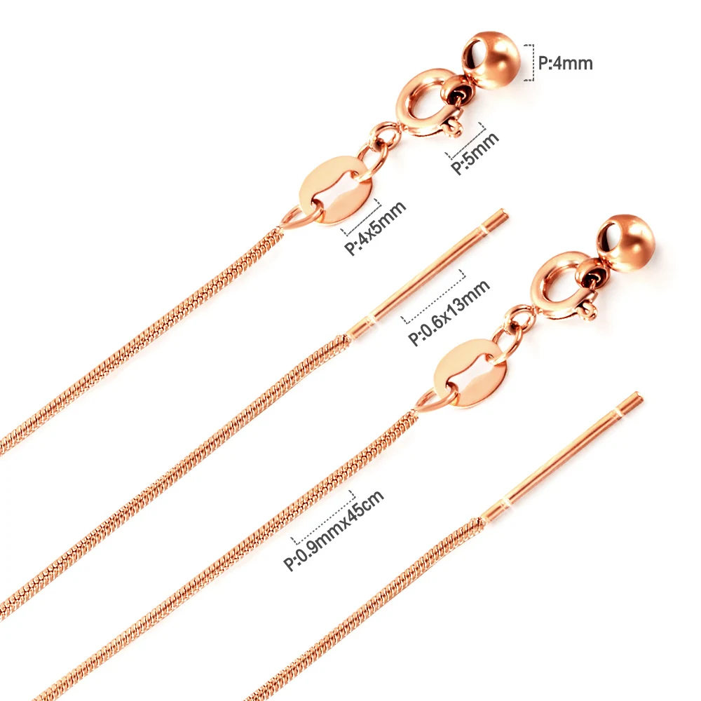3pcs Round Snake Chain Necklaces Stainless Steel Minimalist Adjustable Lobster Clasp Choker for Daily Wear Smooth Surface Chain