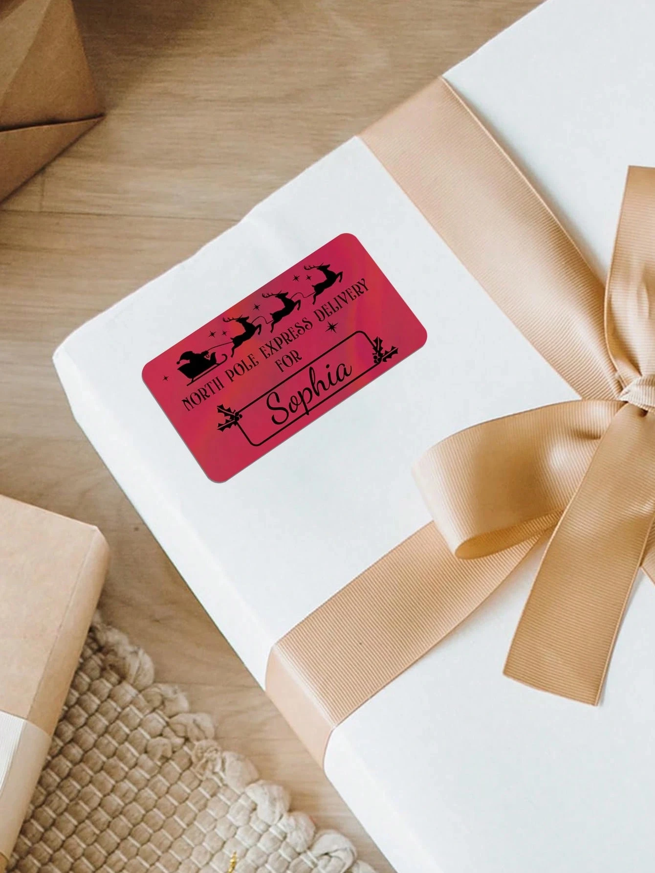 تخصيص ملصقات الليزر سانتا كلوز اسم شخصي هدية عيد الميلاد ديكور