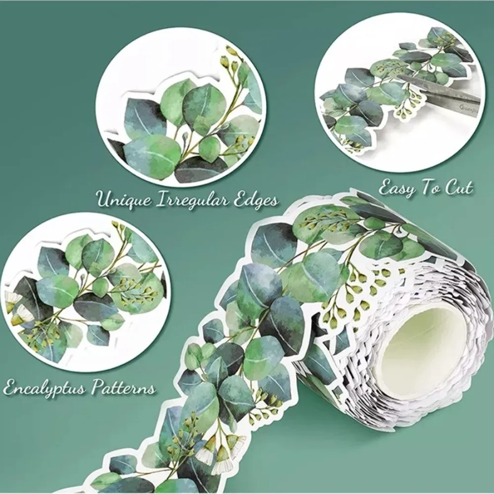 7.6cm*5M Eucalyptus Themed Border Sticker 7.6cm*10M Self-Adhesive Eucalyptus Die-Cut Border Trim Leaf Pattern