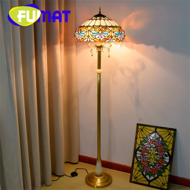 

FUMAT Tiffany European style glass floor lamp Decor living room study bedside exhibition hall net red standing lamp