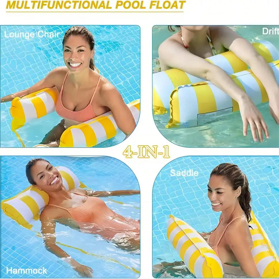 Hamaca de piscina portátil 4 en 1, silla flotante definitiva para fiestas en la piscina y ocio, versátil, duradera y divertida