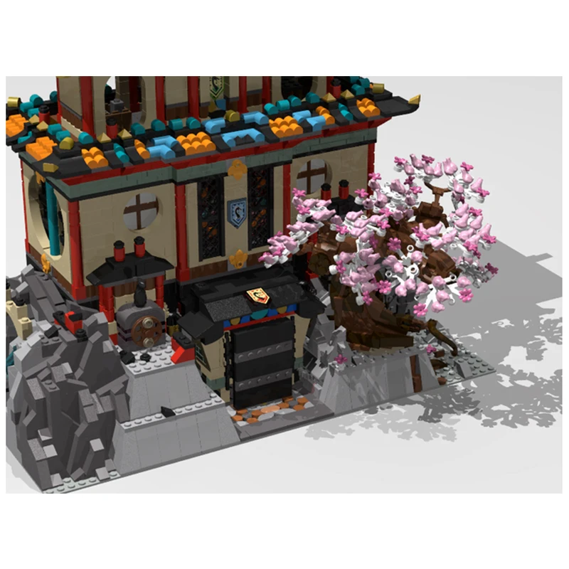 htmoc traditional temple house dragon city Chinese Architecture Building Blocks Model archway gateway Pavilion DIY Bricks Toys