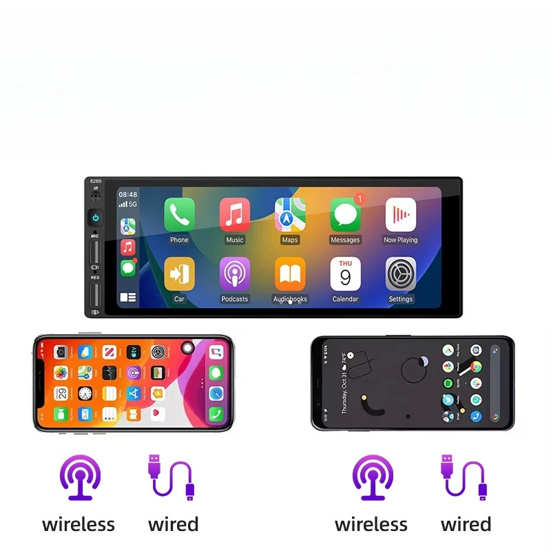 Single Din 6.9 Inch Car MP5 Player Support Car Radio Stereo HD Touchscreen Bluetooth FM USB Aux Backup Camera Input Audio