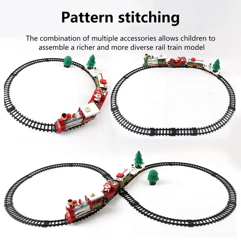 Electric Christmas Train Toys Gifts for Kids Railway Cars Racing Tracks With Music Santa Claus Christmas Tree Decoration Trains