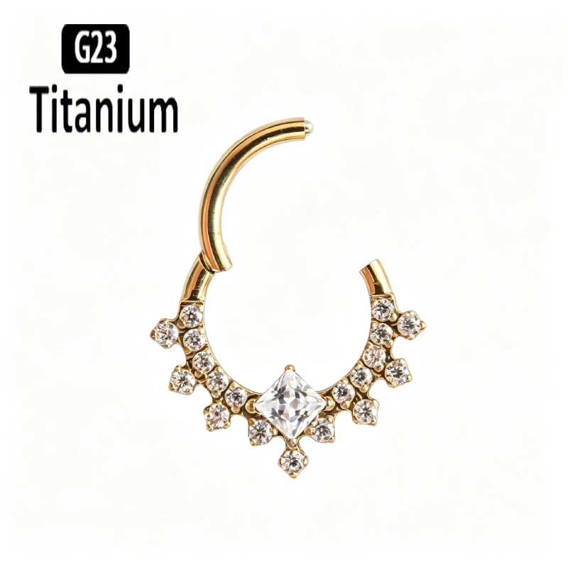 G23 Titanium High Quality Plane CZ Septum Hoops Piercing Clicker Nose Rings Segment Tragus Cartilage Daith Earrings Body Jewelry - view 5