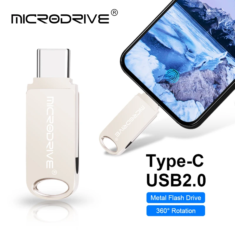 نوع C محرك فلاش USB 2 في 1 USB عصا 128 جيجابايت محرك القلم 64 جيجابايت 32 جيجابايت 16 جيجابايت قرص ذاكرة بندريف مقاوم للماء