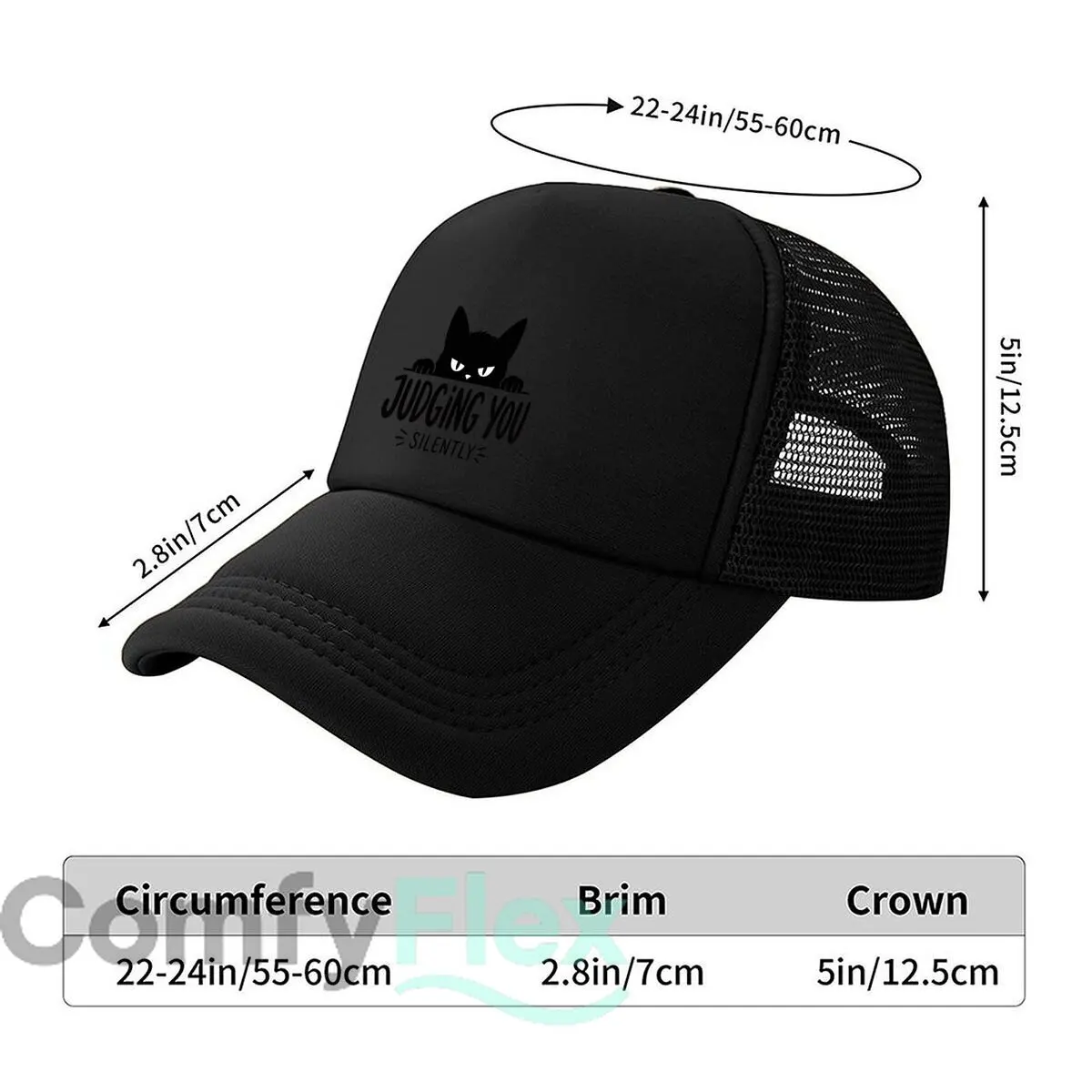 Silent Cat Judging You Silently 2026 Mesh Baseball Cap Hip Hop