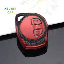 2 Button TPU Leather Car Key Case Cover for Suzuki Swift SX4 Liana Aerio Jimny Samurai Amagatarai Grand Vitara Shell Fob Holder