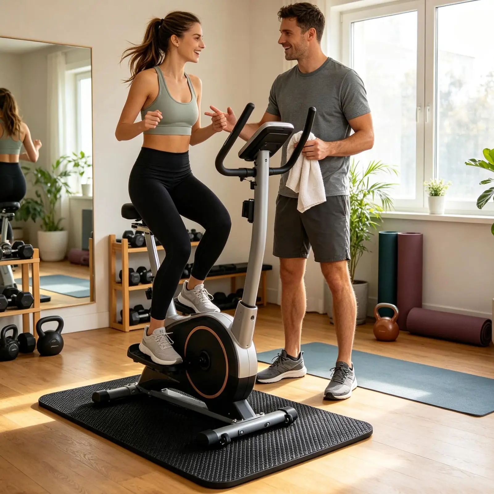 Anti Vibration Mat Pedal Exercisers Double-Sided Noise Reducing Cushion Exercise Mat For Reduce Noise Floors Carpet Hardwood Gym
