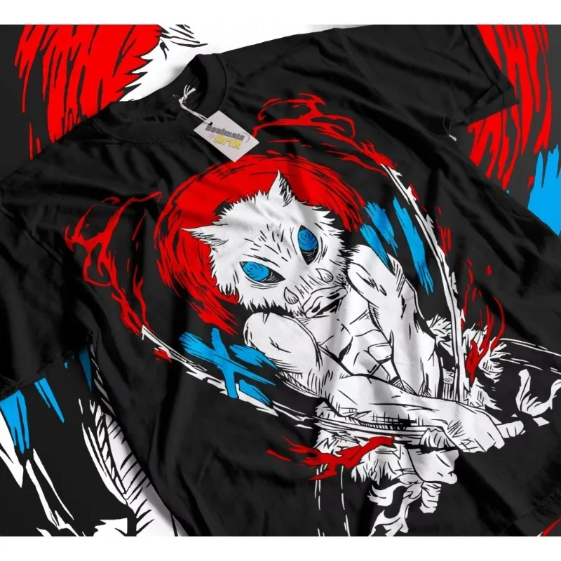 

Trend Four Seasons 2025 Cosplay Neutral Inosuke T-Shirt Demon Slayer Kimetsu No Yaiba Anime Manga Unisex Shirt Soft Tee