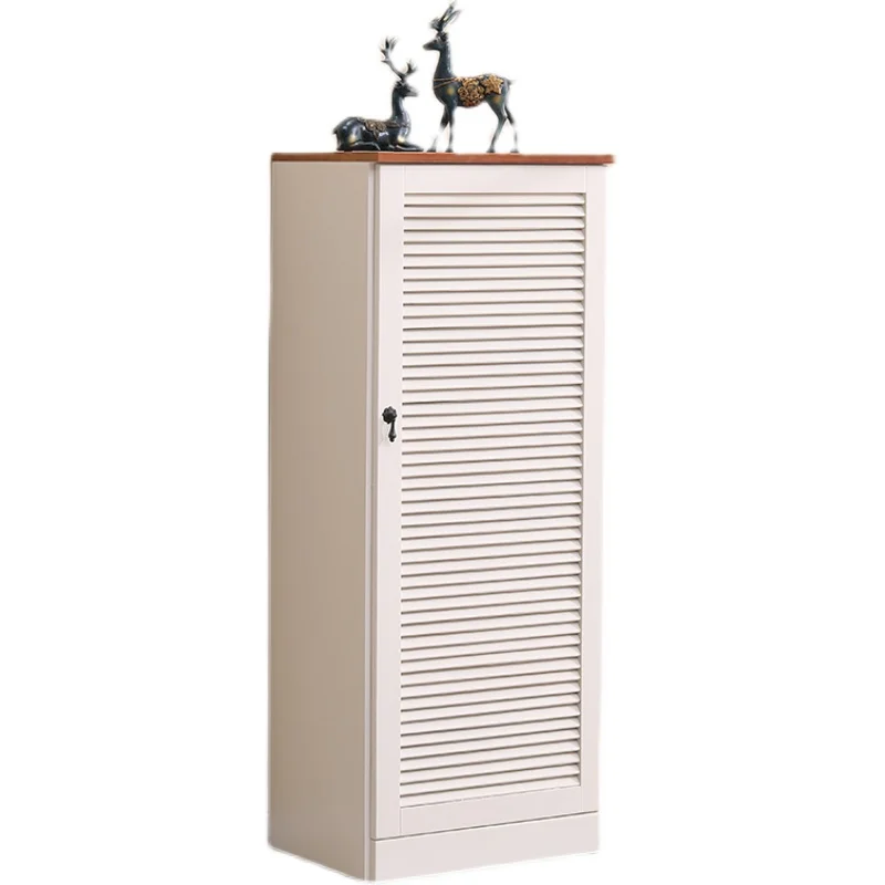 Nordic European Style Wooden Shoe Cabinet Simple Single-Door Breathable Louvered Storage Shelf for Home