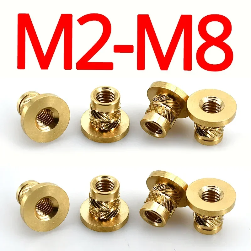 M2 M3 M4 M5 M6 M8 Brass Threaded Nut Inserts  Notebook 3D Print Flange T-Nuts Knurled Thread Hot Melt Heating Insert Nuts