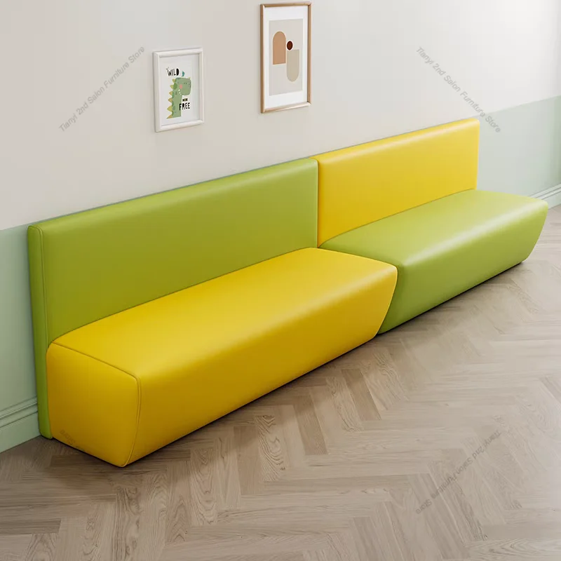 Modern Simple Rest Area Sofa Nordic Education Training Institution Reception Waiting Bench Booth Sofa Office Furniture FYOS