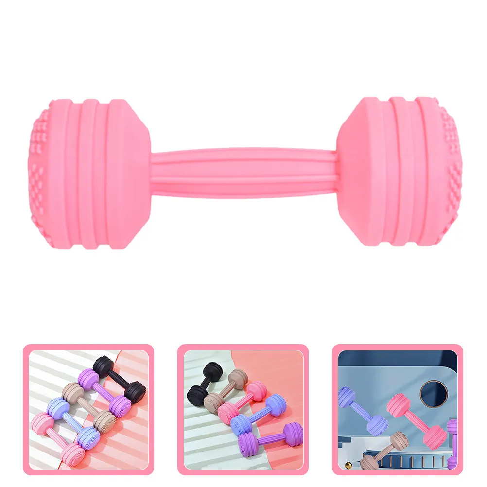 Baby Silicone Teether Baby Dumbbell Infant Rattle Sensory Teething Tool Gum Massager Soothing Color Stimulating