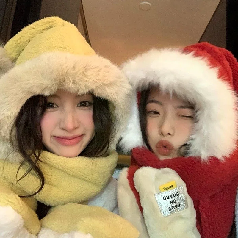 겨울 스카프 장갑 모자 방한 및 따뜻한 넥밴드 플러스 벨벳 및 두꺼운 귀마개 모자