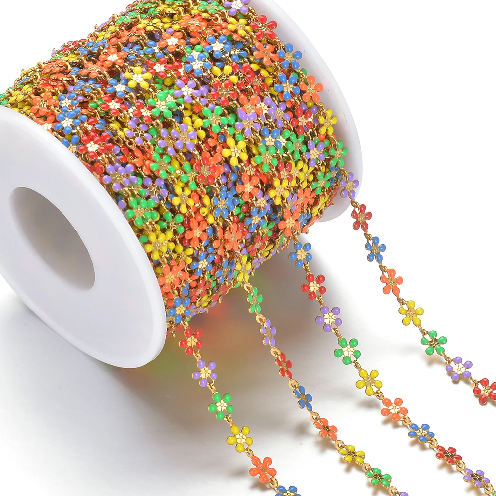 Großhandel 1 Meter/Lot Edelstahl Goldfarben Handgefertigte Schmetterlings-Herz Mehrfarbige Ketten für DIY-Schmuckherstellung Großpackung – Detail 6
