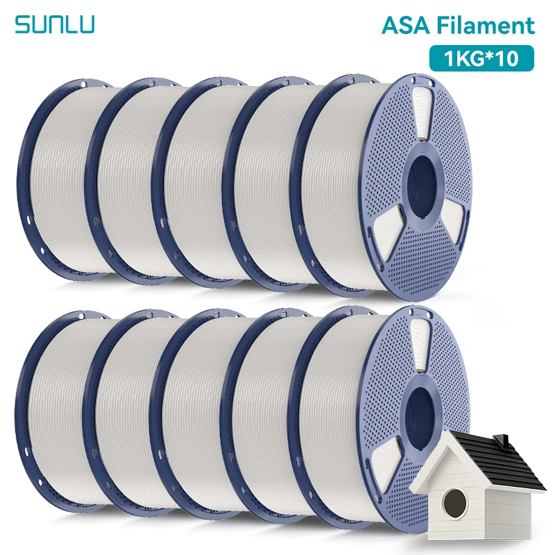 SUNLU 10KG ASA 1,75 mm 3D-printerfilament, 1KG/spoel, 100% bubbelvrij, hoge weer- en hittebestendigheid (90 ° C), voor gebruik buitenshuis. - afbeelding 1