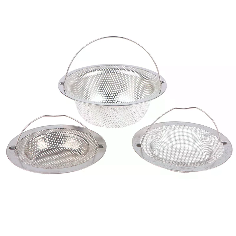 High-quality Stainless Steel Sink Filter With Handle Strainer Or 30 Disposable Sink Filter Mesh Kitchen Food Hair Srceen Drains