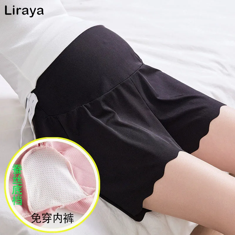 Soft Short Maternity Pants For Pregnant Women Summer High Waist Solid Breathable Elastic Sexy Mini Capris Pregnancy Ice Silk