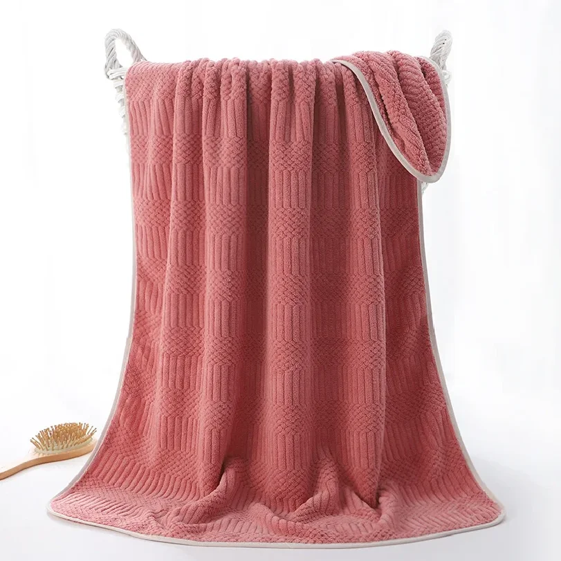 Coral Fleece Bath Towel Set , Bath Towel &Towel  Ultra Soft with Geometric Texture, Super Absorbent Quick Dry for Home Daily Use