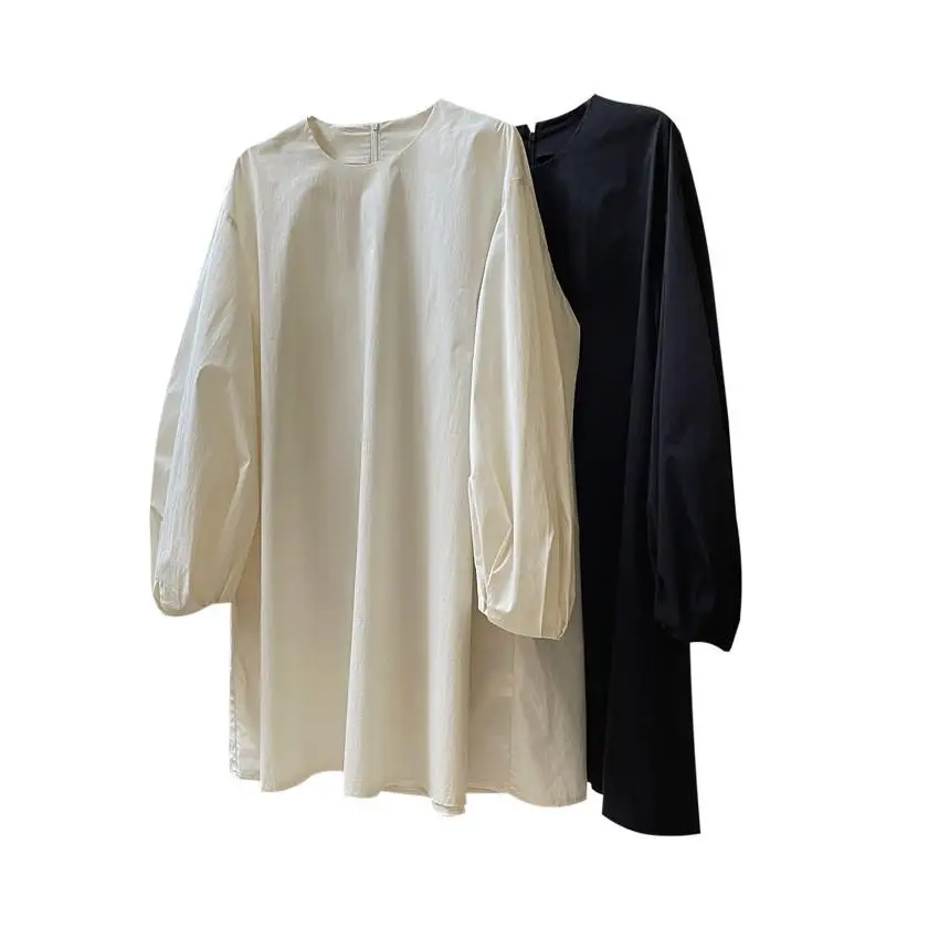 Lente Zomer Nieuw Koreaans ontwerp Artistieke ronde Ne Bubble Sve Doll Dr Losse afslankende A-lijn Dr Dameskleding