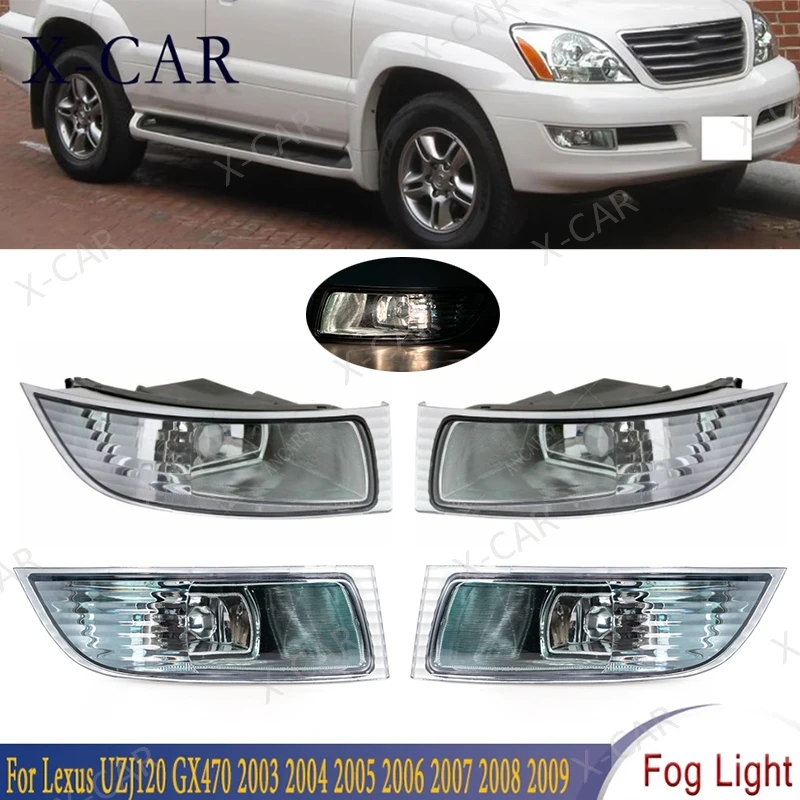 

X-CAR Front head Light Halogen Fog lamps Driving Running Lights Left Right For Lexus UZJ120 GX470 2003 2004 2005 2006 2007-2009