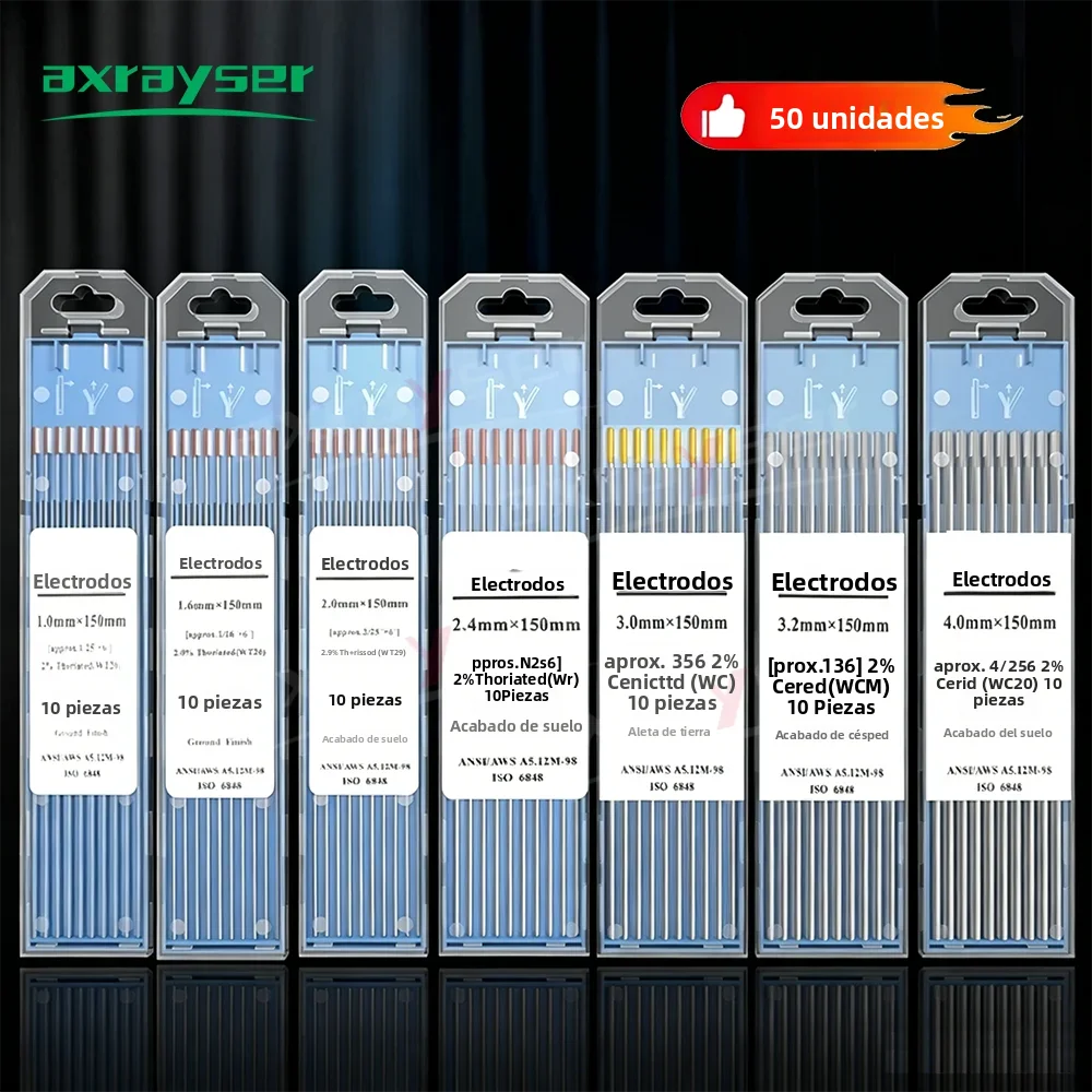 50/100 Uds. al por mayor, electrodo TIG de 150 mm y 175 mm, cabezal de electrodo tipo aguja WL20 WL15 WT20 WC20 para antorcha de soldadura TIG