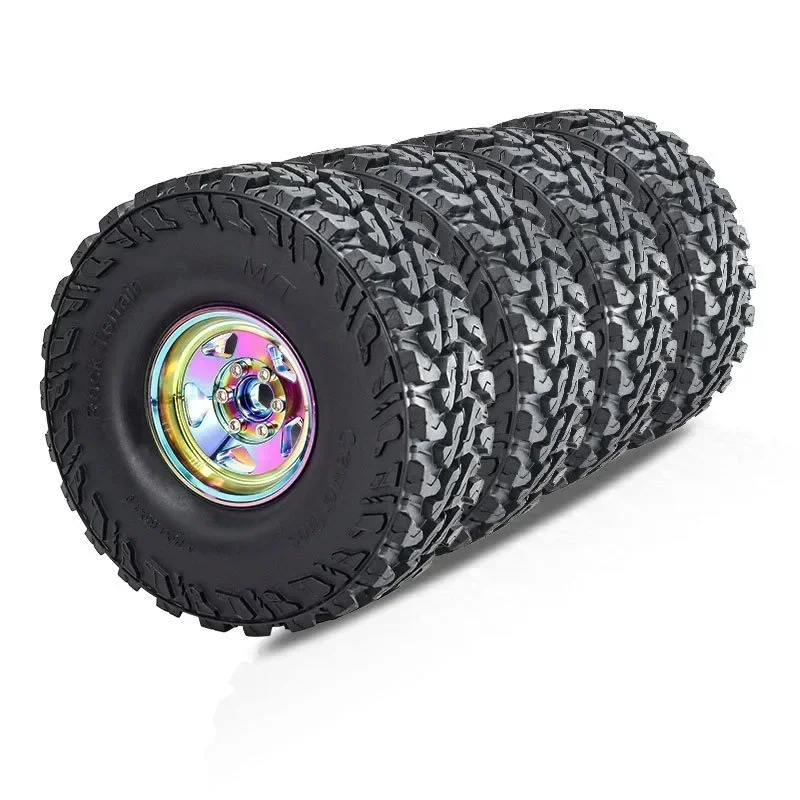 

4pcs 120mm 1.9" Metal Beadlock Wheel Rim Rubber Tire Set for 1/10 RC Crawler Car TRX4 90046 SCX10 Axial