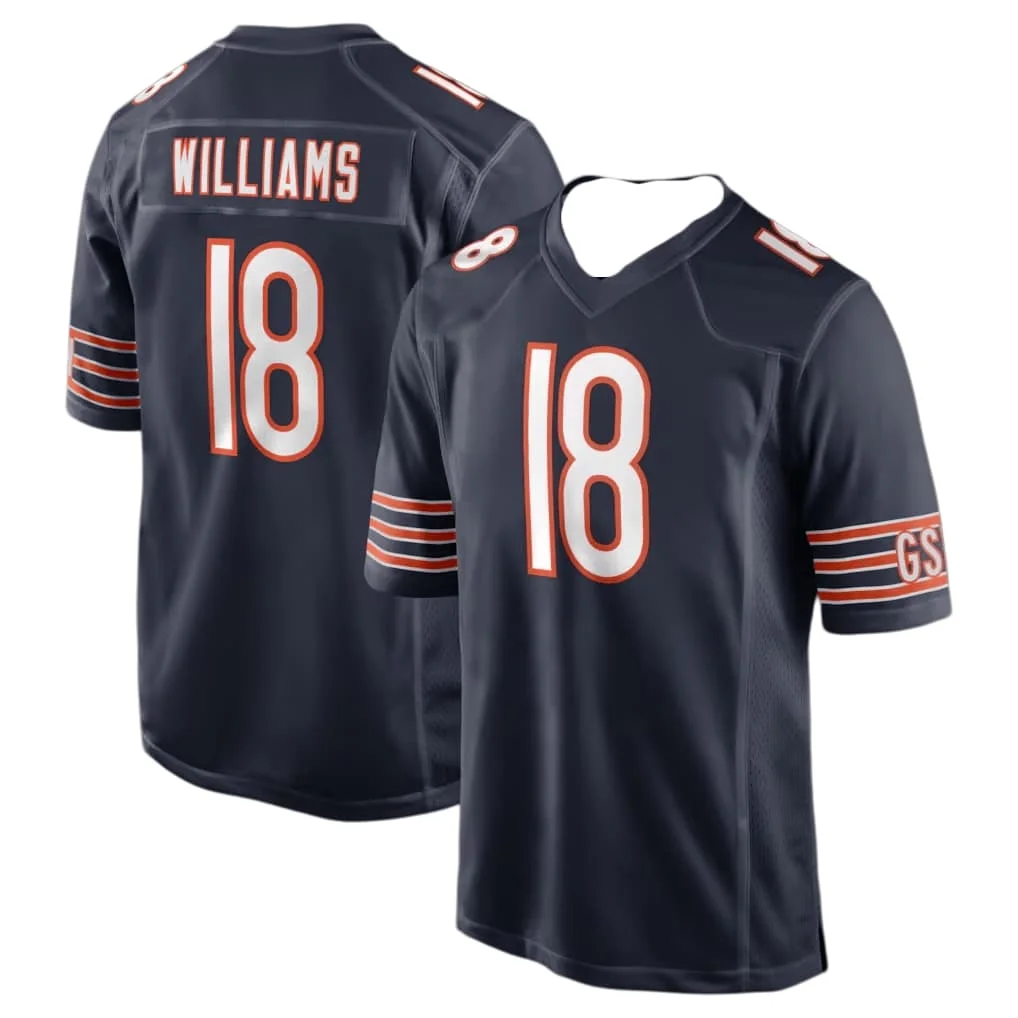 Chicago Bears Williams #18 Football Jersey for Men Women Short Sleeve American Football Uniform Replica Family Matching