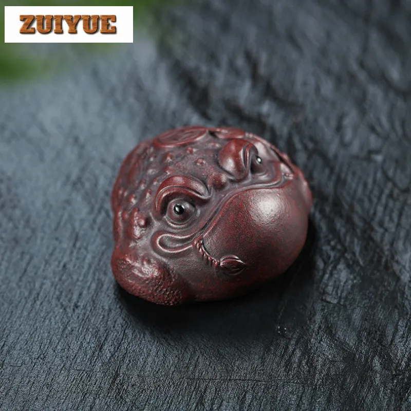 Fortune Golden Toad Purple Clay Tea Pet Traditional Tea Sculpture Tea Figurine Play Toys Tea Statue Tea Services Ornaments Craft