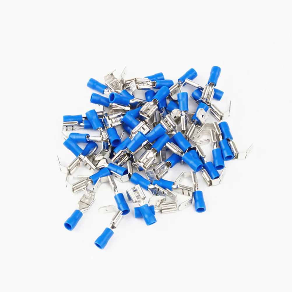 100Pcs Insulated Waterproof Crimp Terminal Connectors 6.3mm Spade Style Heat Shrink Vinyl-PVC Tin-Plated Brass for 10-22Awg Boat
