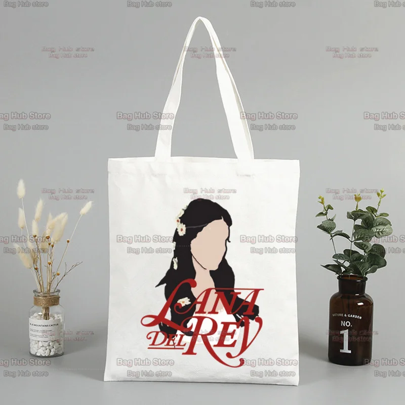 Lana Del Rey Print Canvas Bag para Mulher, Harajuku College Shopping Bag, Shoulder Bags, Cartoon, Hip Hop